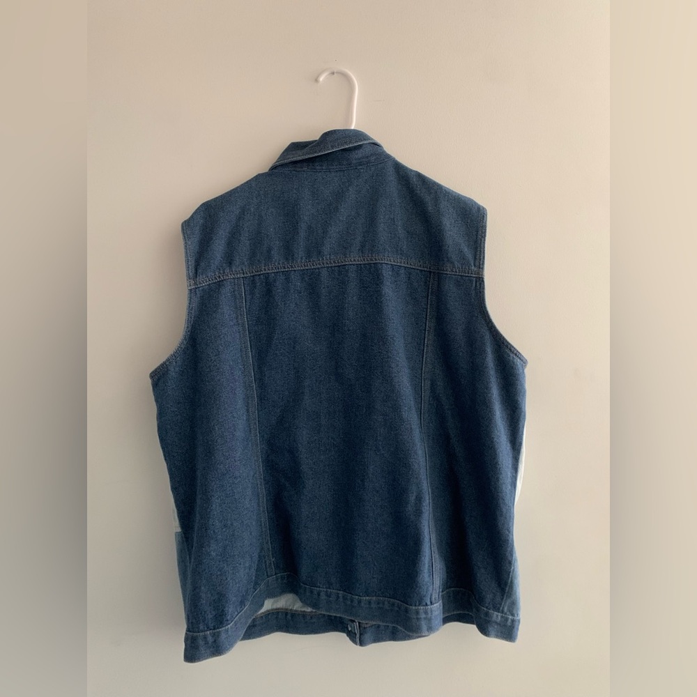 Vintage Blue Patchwork Denim Vest Size 22 Y2k 90s Oversized Christopher & Banks - Picture 4 of 4
